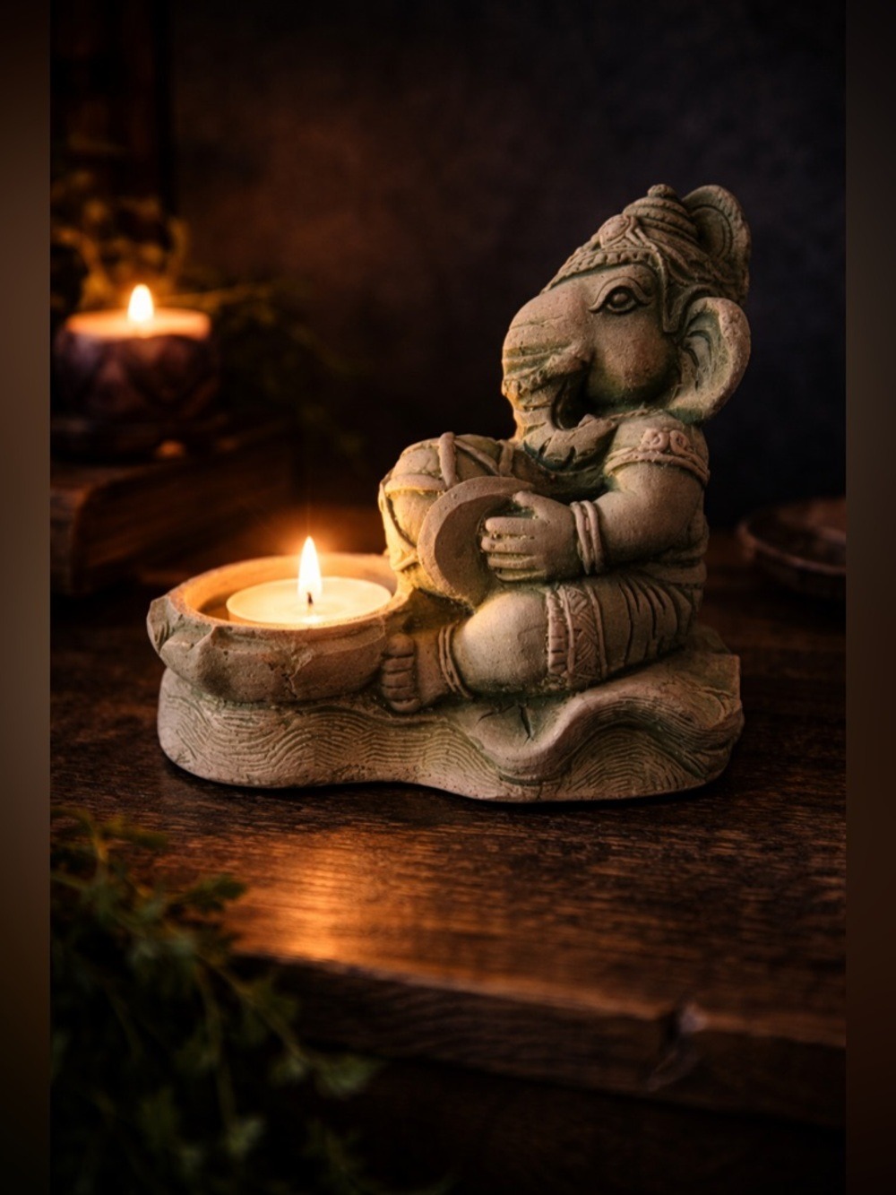 Ganesha Elephant Headed Hindu God Diety Remover of Obstacles Candle Holder